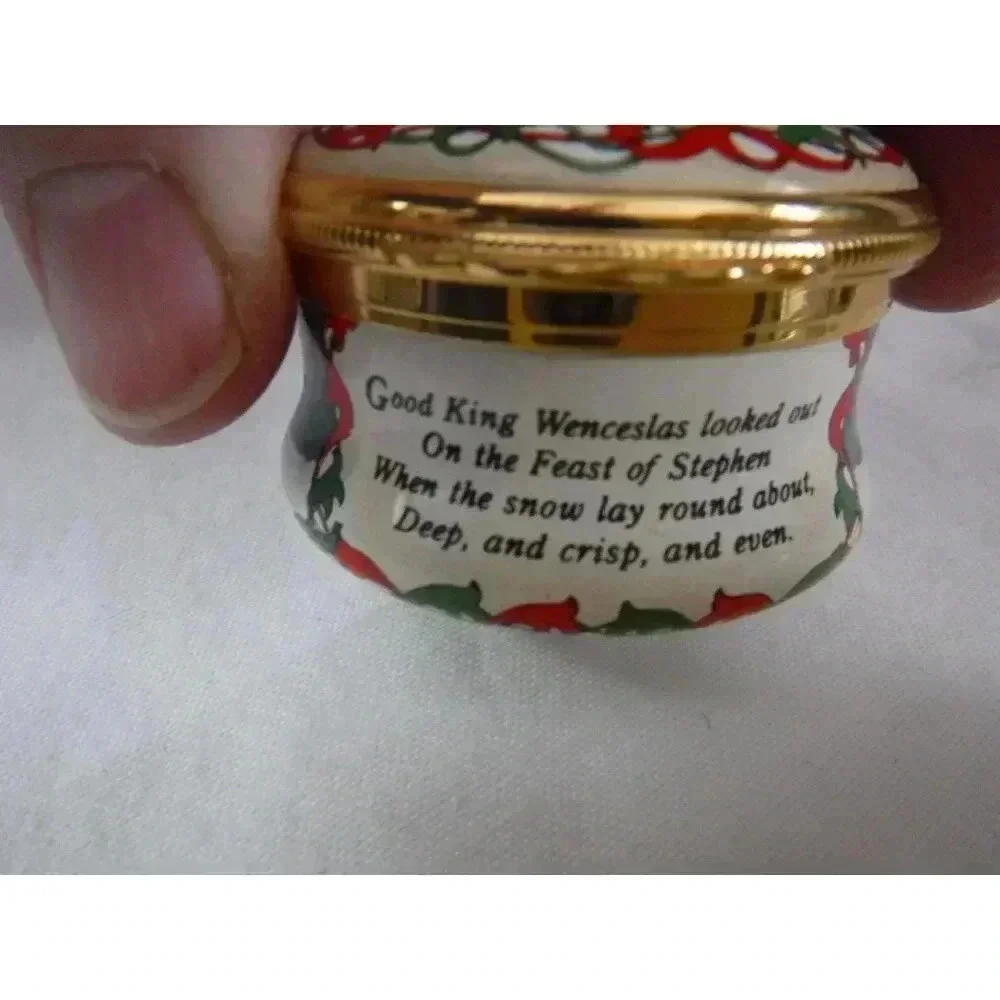 Enamel Box, Halcyon Days, Christmas 1990, ‎ Snuff Box, Pill Box, Jewelry Trinket
